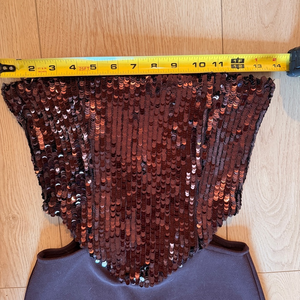 Zara sequin embellished brown Strapless cut out modern fit midi Dress size small - Picture 14 of 16